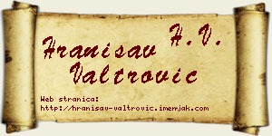Hranisav Valtrović vizit kartica